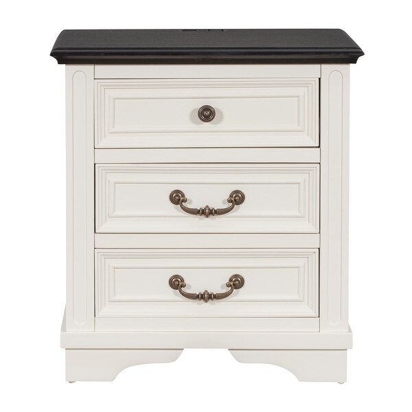 Nightstands Side Table with 3 Drawers， End Table Bedside Table with USB Ports for Living Room Bedroom - - 37353882