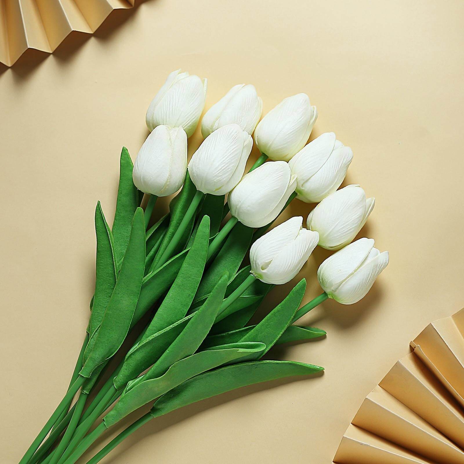 10 Stems White Real Touch Artificial Foam Tulip Flower Bouquets 13