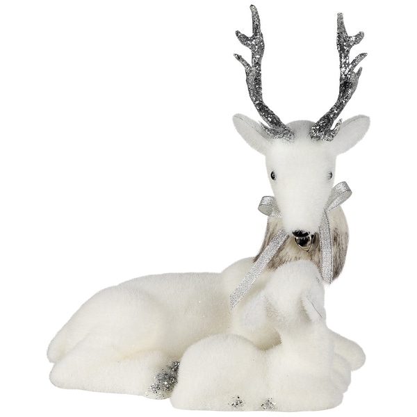 Laying Reindeer Mom and Calf Christmas Figurine