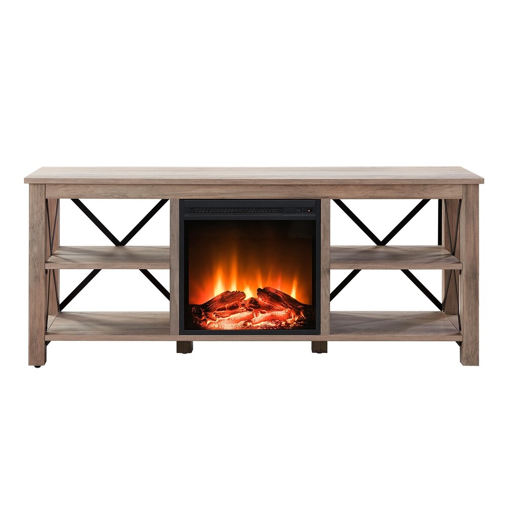 Sawyer TV Stand with Log Fireplace Insert