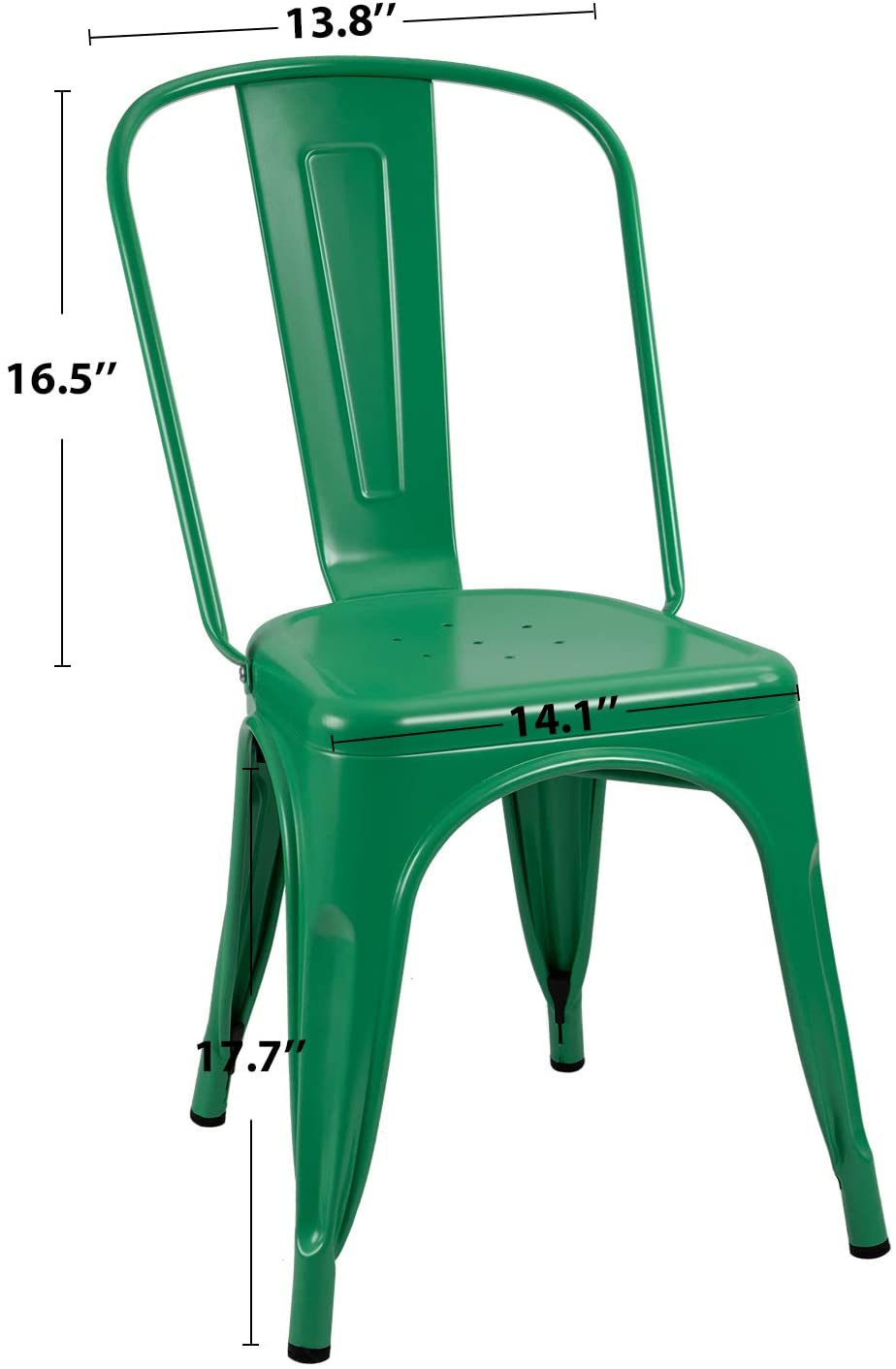 VINEEGO Metal Dining Chair Indoor-Outdoor Use Stackable Classic Trattoria Chair Fashion Dining Metal Side Chairs for Bistro Cafe Restaurant Set of 4 (Green)