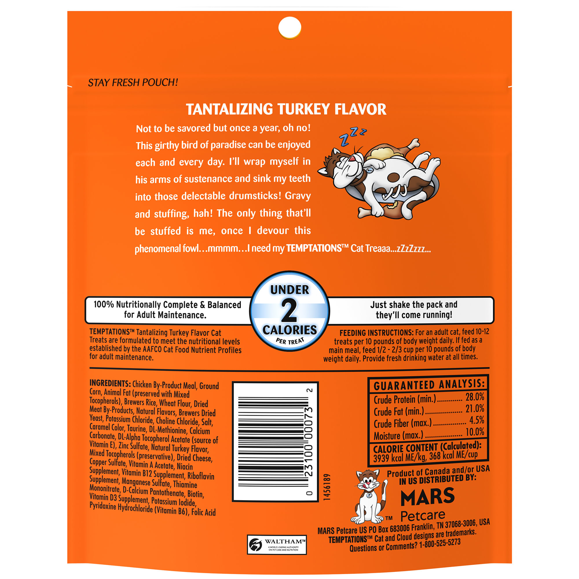 TEMPTATIONS Classic Tantalizing Turkey Flavor Cat Treats， 6.3 oz.