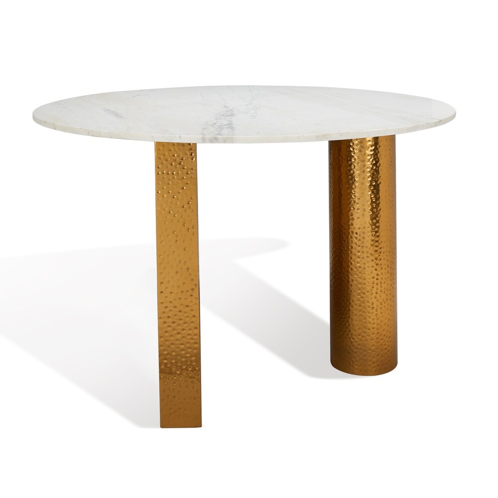 SAFAVIEH Couture Tatyana Glam Round Marble Top Dining Table   48 in. W x 48 in. D x 30.5 in. H