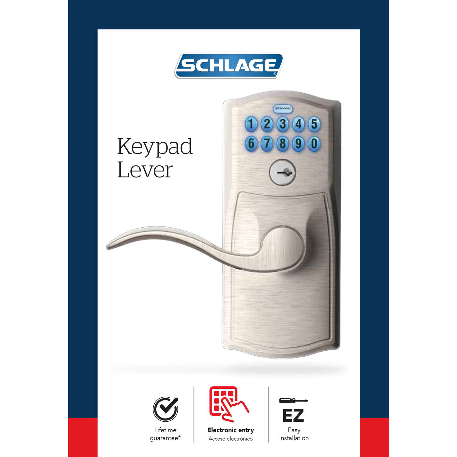 Schlage Satin Nickel Steel Electronic Keypad Entry Lock