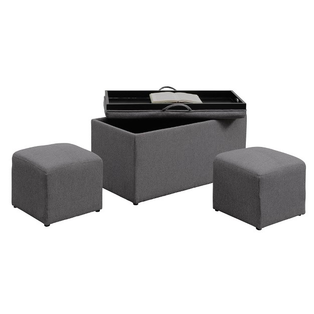 Designs4comfort Sheridan Storage Bench With 2 Side Ottoman Breighton Home