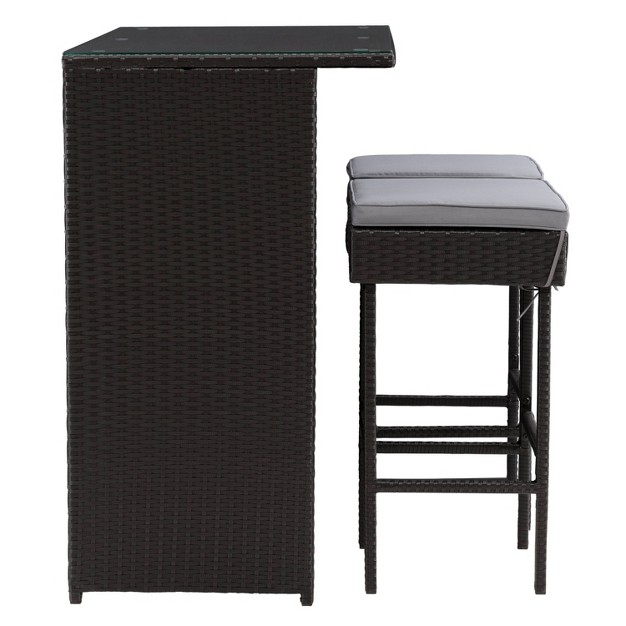 Parksville Patio Bar Set With Cushions Black gray Corliving