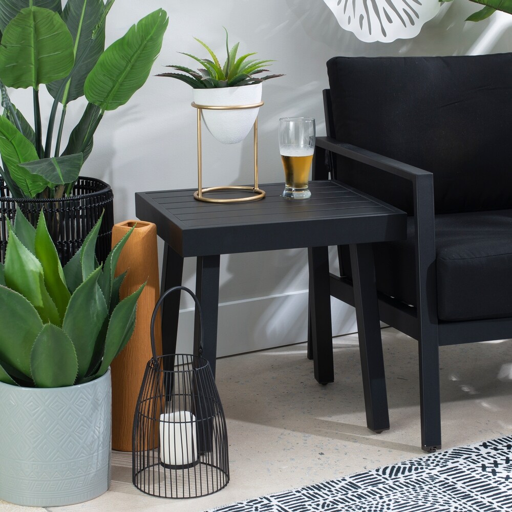 Hadleigh Indoor/Outdoor Rust Resistant Black Side End Table