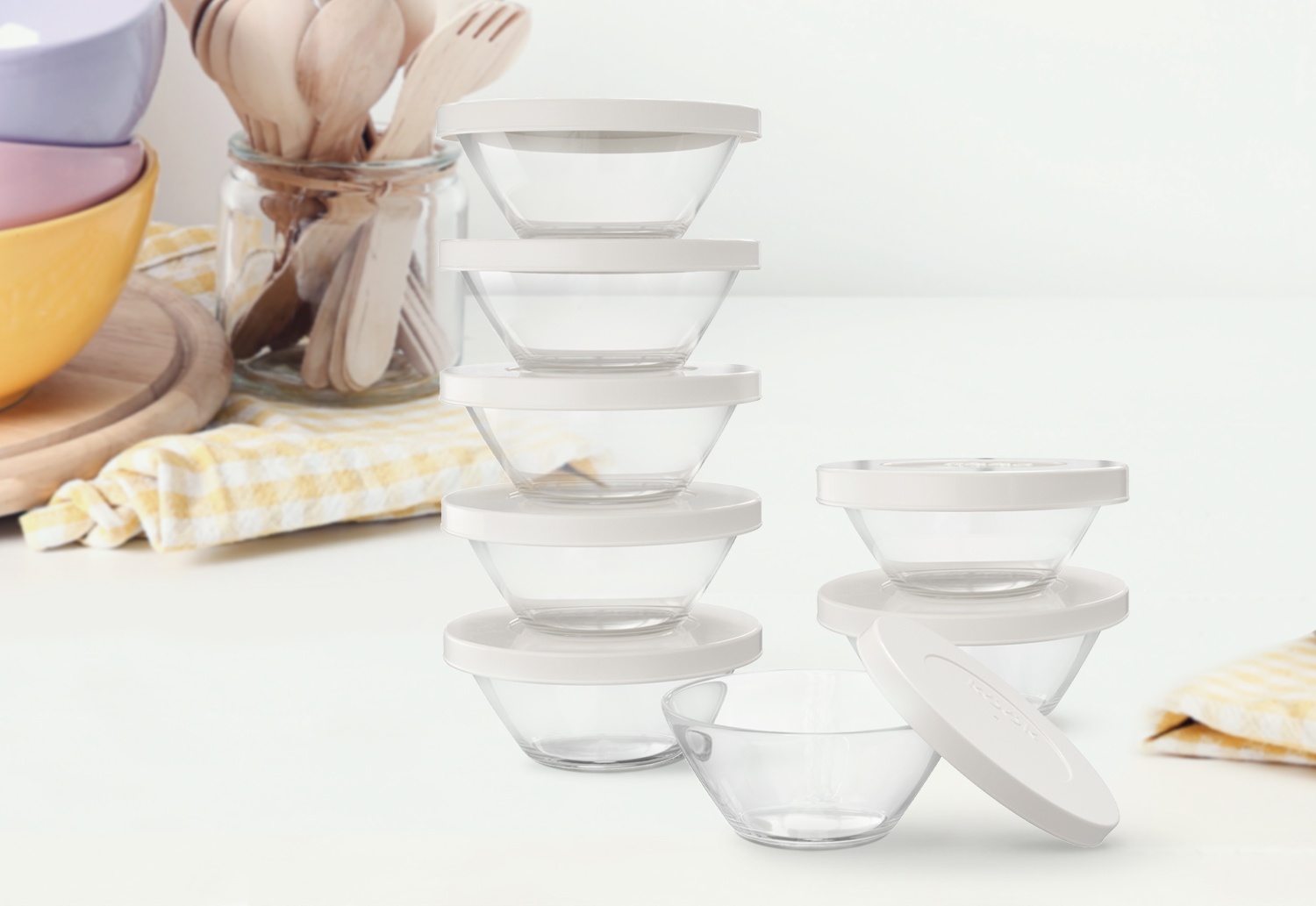 Kook Small Glass Prep and Dip Bowls， 7.25 oz， Set of 8