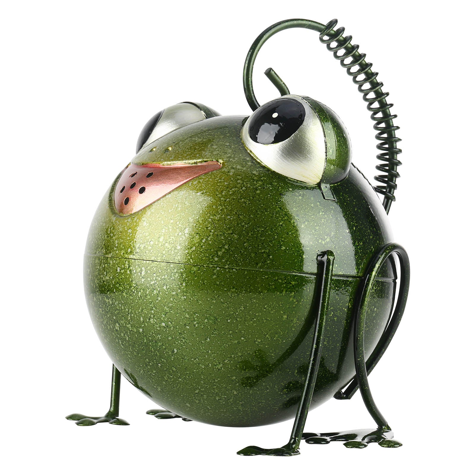 Tooarts Cartoon Frog Watering Pot Iron Animal Watering Can Garden Sprinkle Kettle Fairy Garden Decoration Children DIY Gardening Green