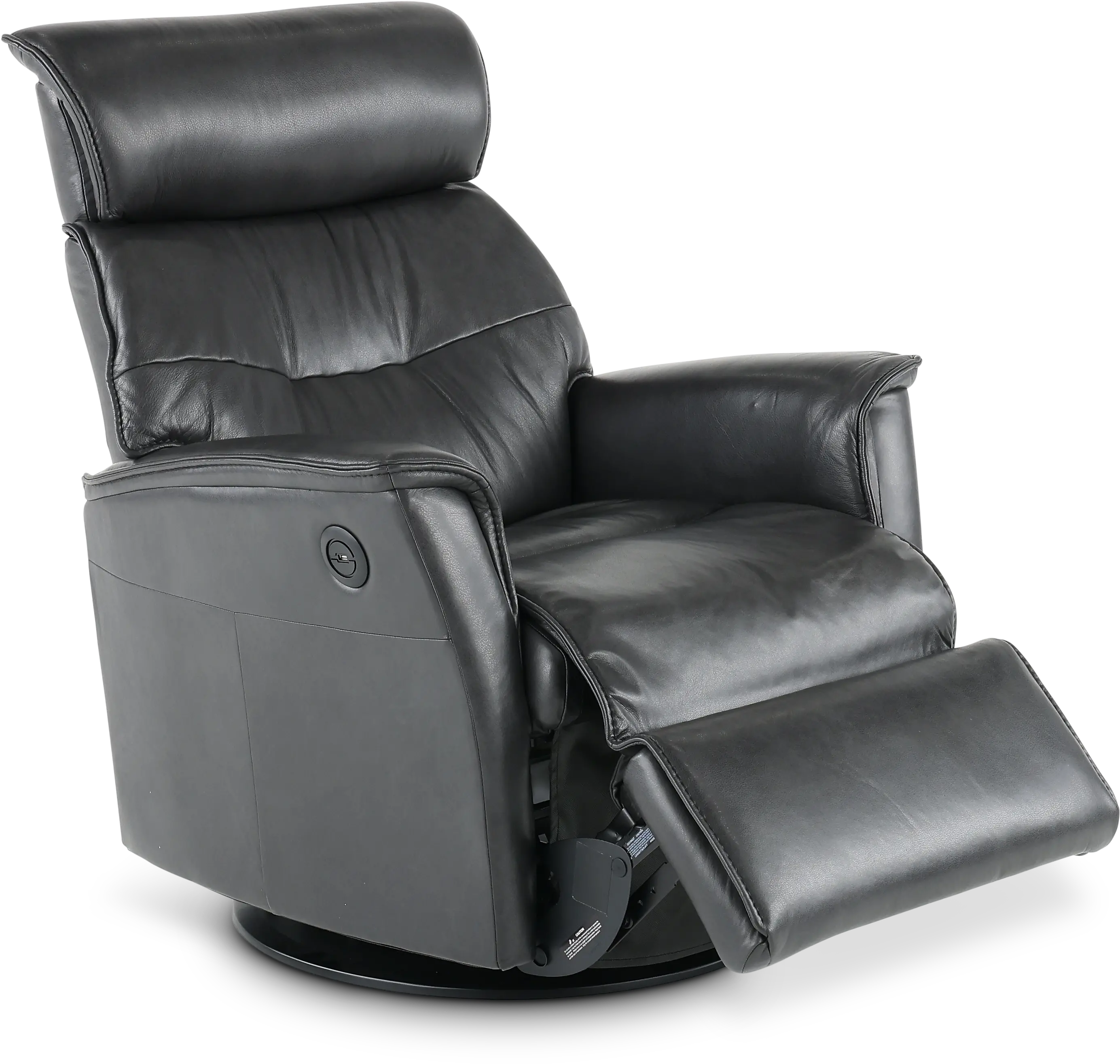 Captain Charcoal Gray Large Leather Swivel Glider Power Recliner