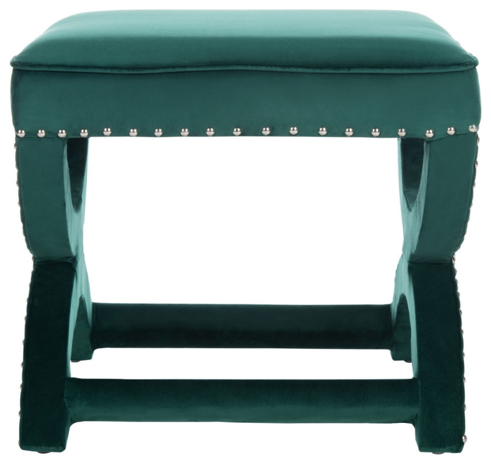 Stella Ottoman  Silver Nail Heads Emerald   Contemporary   Footstools And Ottomans   by Rustic Home Furniture Deco  Houzz