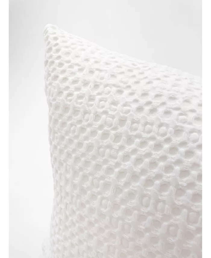 Anaya Home White 14x20 Down Cotton Waffle Weave Pillow