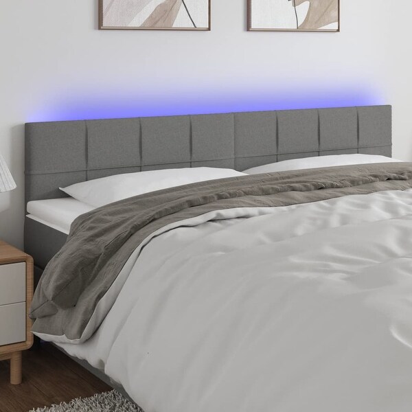 vidaXL LED Headboard Dark/Light Gray multisize Fabric - - 37421102