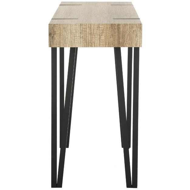 Alyssa Console Table Multi brown black Metal Legs Safavieh