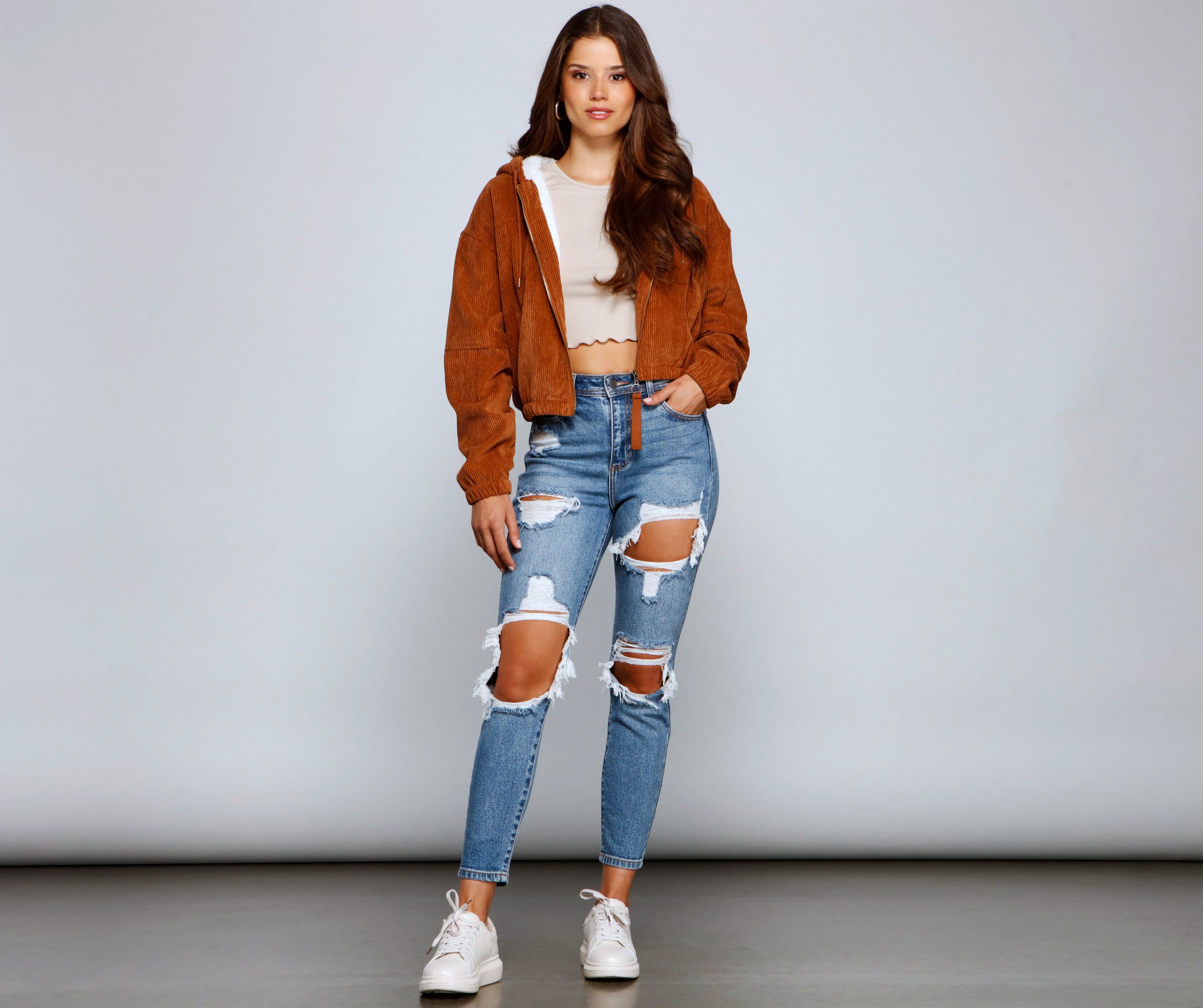 Corduroy Cutie Cropped Sherpa Jacket