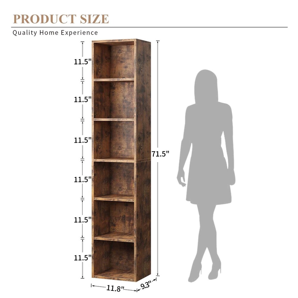 Tall Narrow Bookshelf  6 Tier Cube Display Rack
