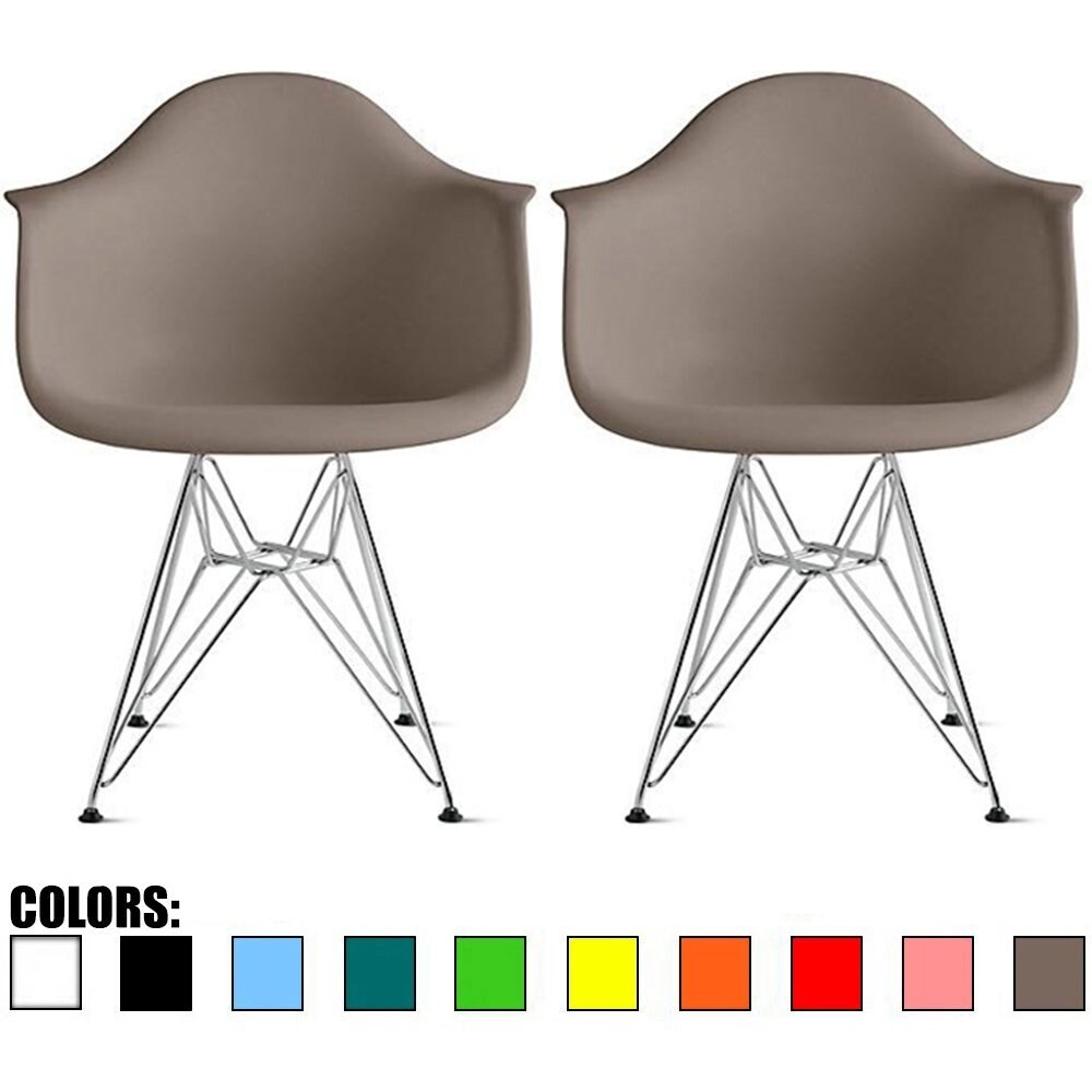 2xhome Designer Molded Plastic Arm Chairs With Back Wire Eiffel Matte Office Retro Pyramid Dining Room Bedroom Work