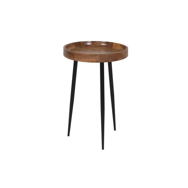 Chariz Mango Wood Bowl Side Table With Iron Legs