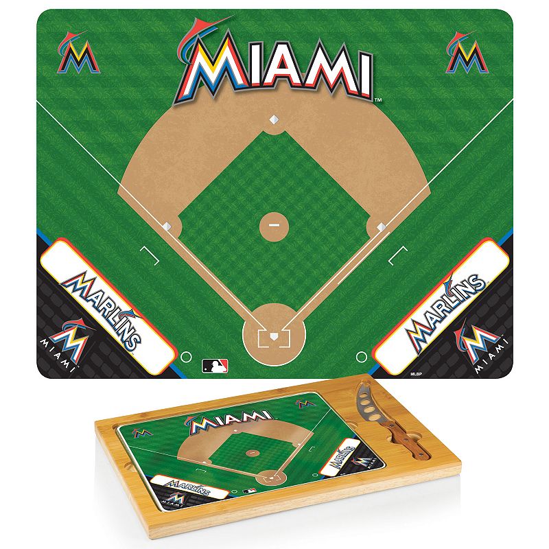 Picnic Time Miami Marlins Icon Rectangular Cutting Board Gift Set