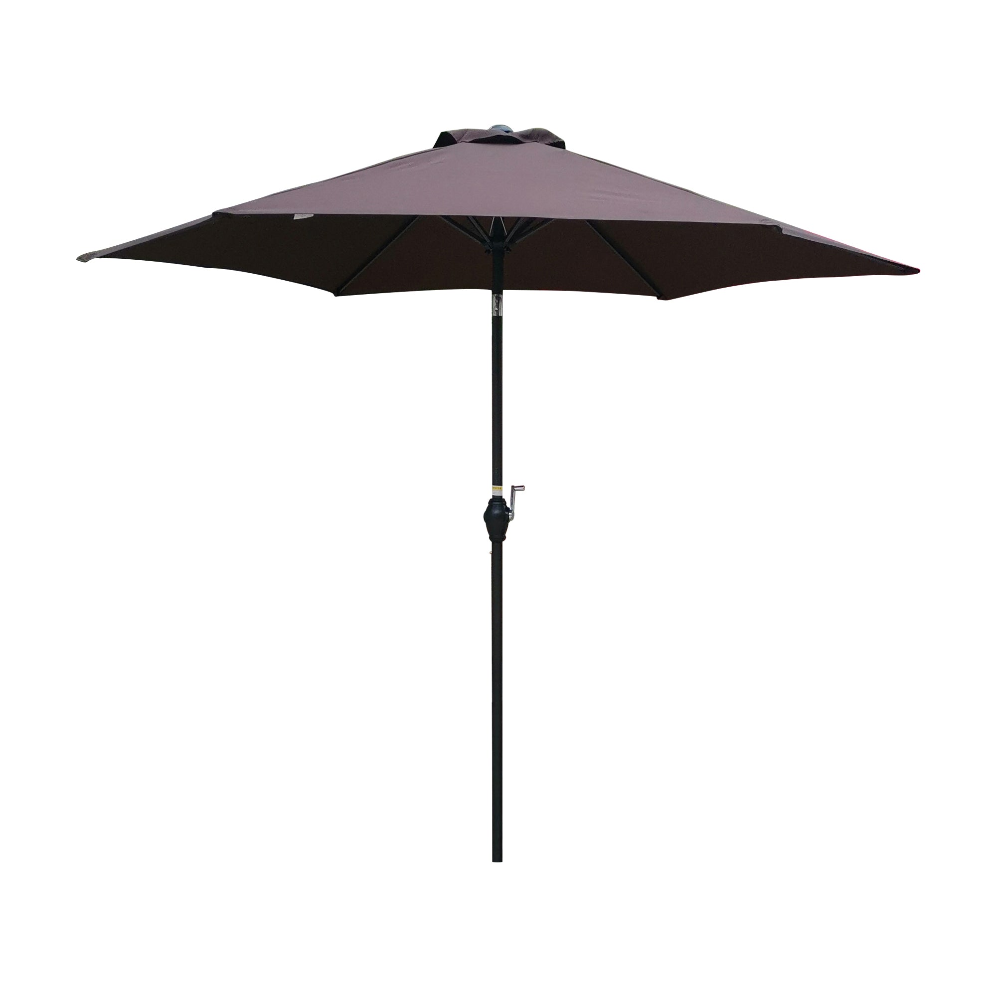 9FT Round Outdoor Market Table Umbrella Patio Umbrella with Push Button Tilt and Crank, 6 Sturdy Ribs for Garden Lawn Backyard Pool, Base Not Included - Coffee