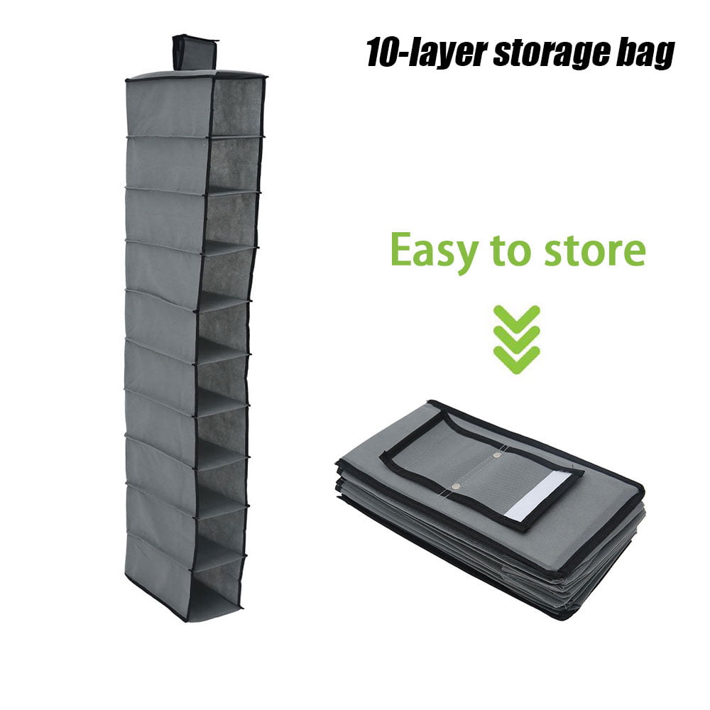 HOTBEST 10 Pockets Over Door Hanging Bag Shoe Rack Tidy Hanger Storage Organizer