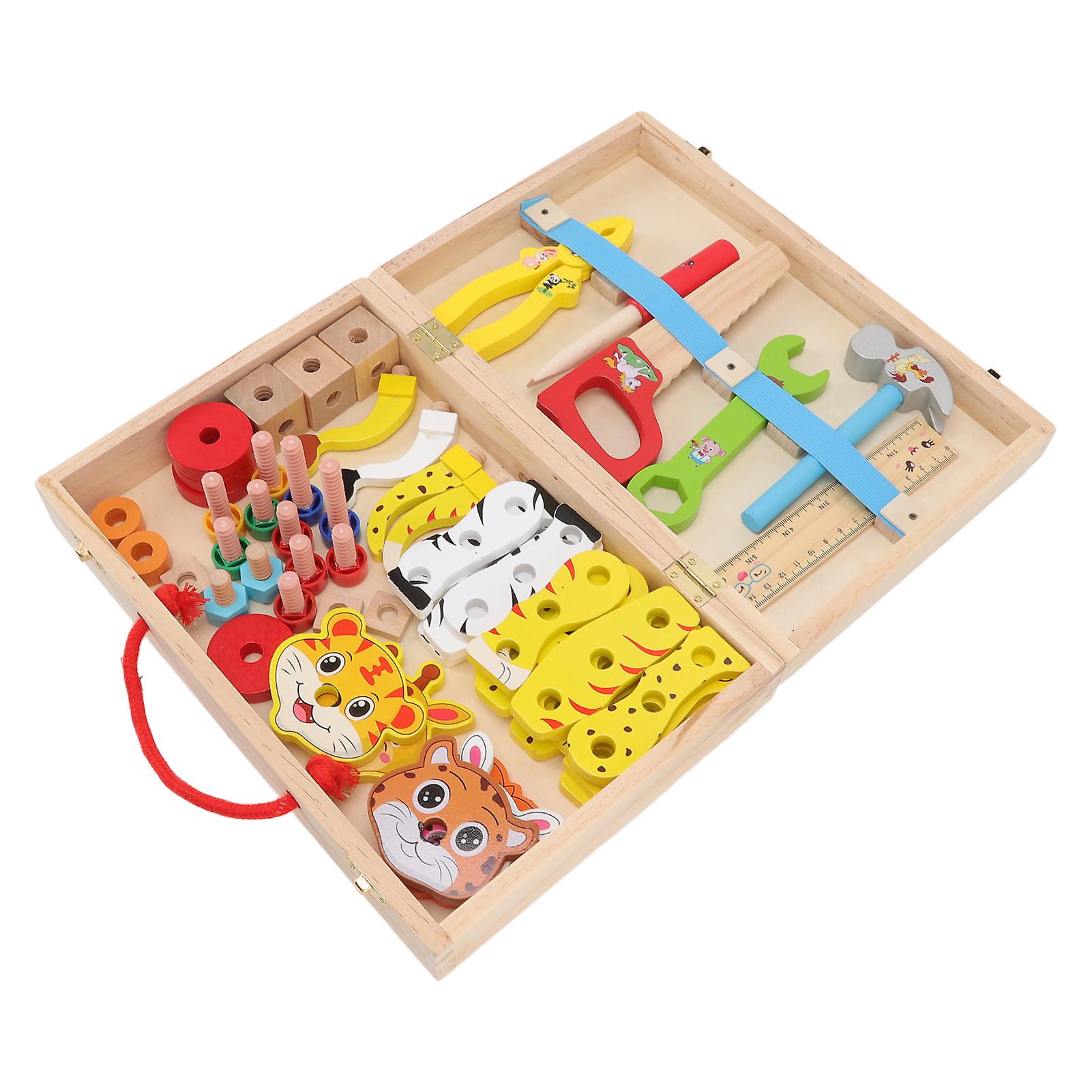 Wooden Toolbox Toys DIY Fine Workmanship Toolbox Puzzle Toy Educational Construction Kids Toys