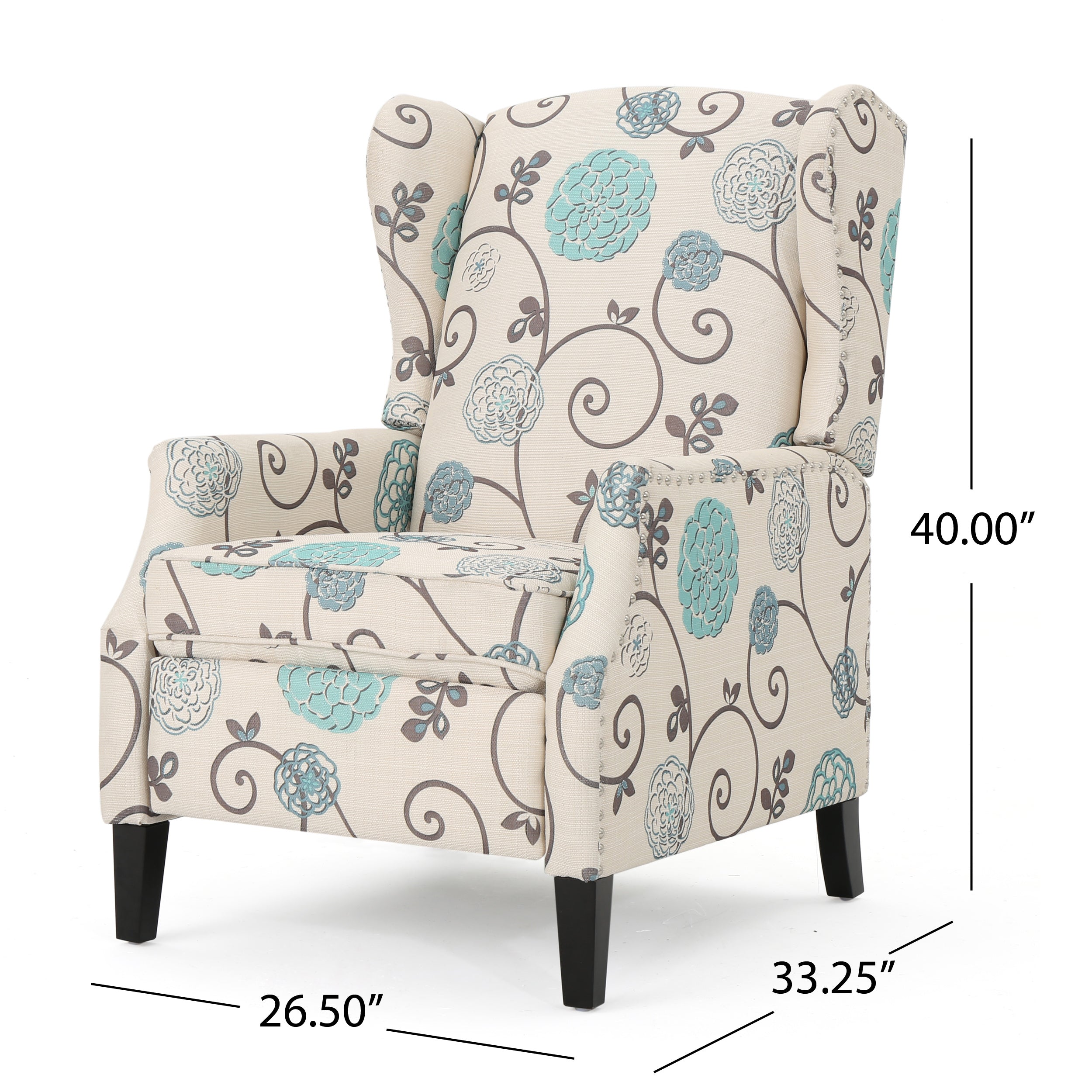 Weyland Floral Fabric Wingback Recliner