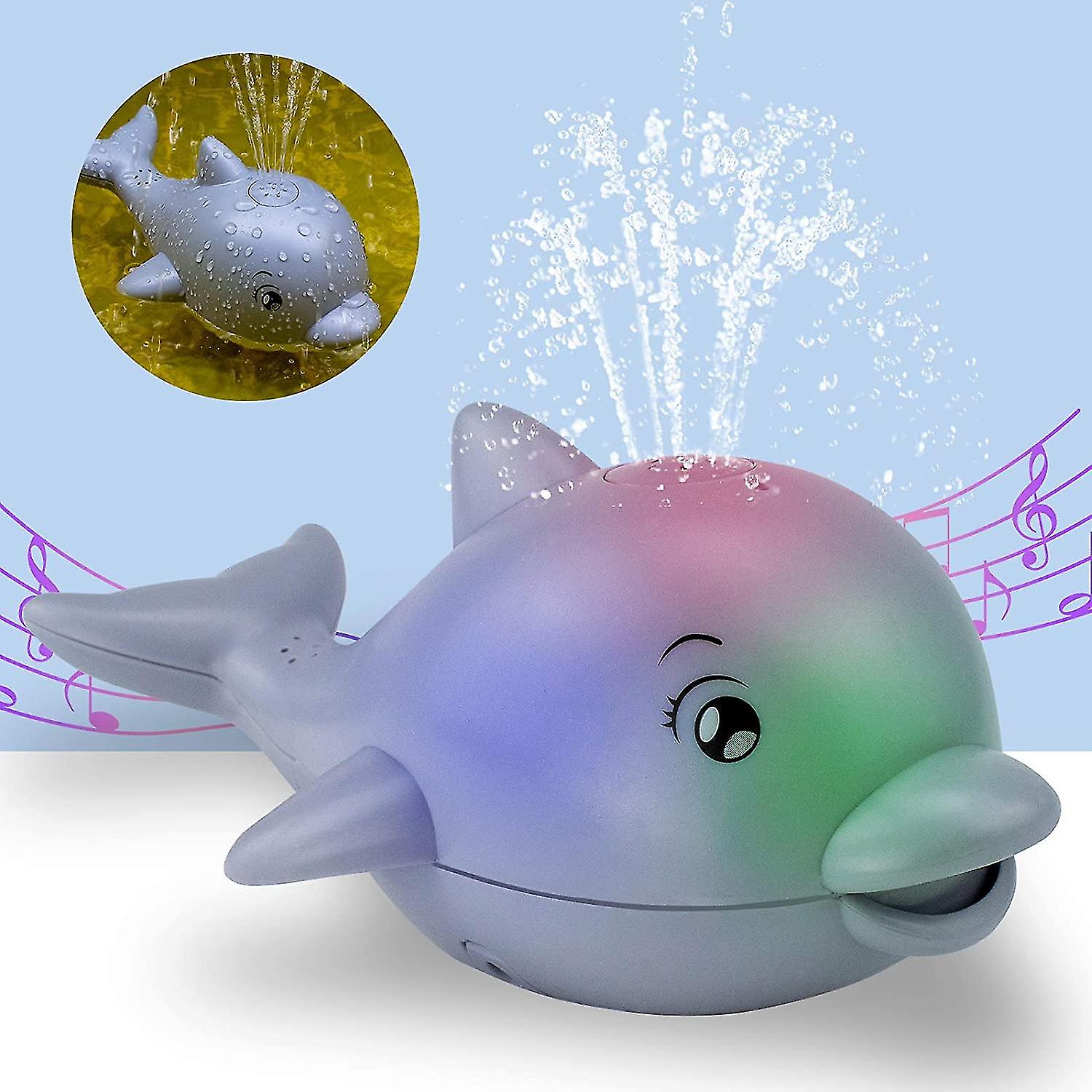 Veeki Baby Bath Toys， Kids Waterproof Beach Toys With Led Light， The Sensory Dolphin Bathtub Toy Comes With Music Sprinkler Bathtub Toys For Kids Chil