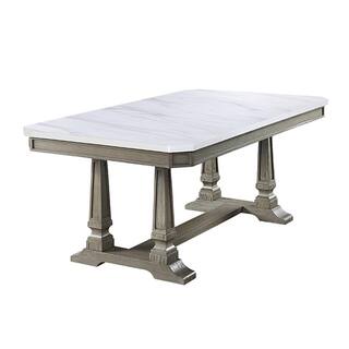 Acme Furniture Zumala Dining Table in Marble  Weathered Oak Finish 73260