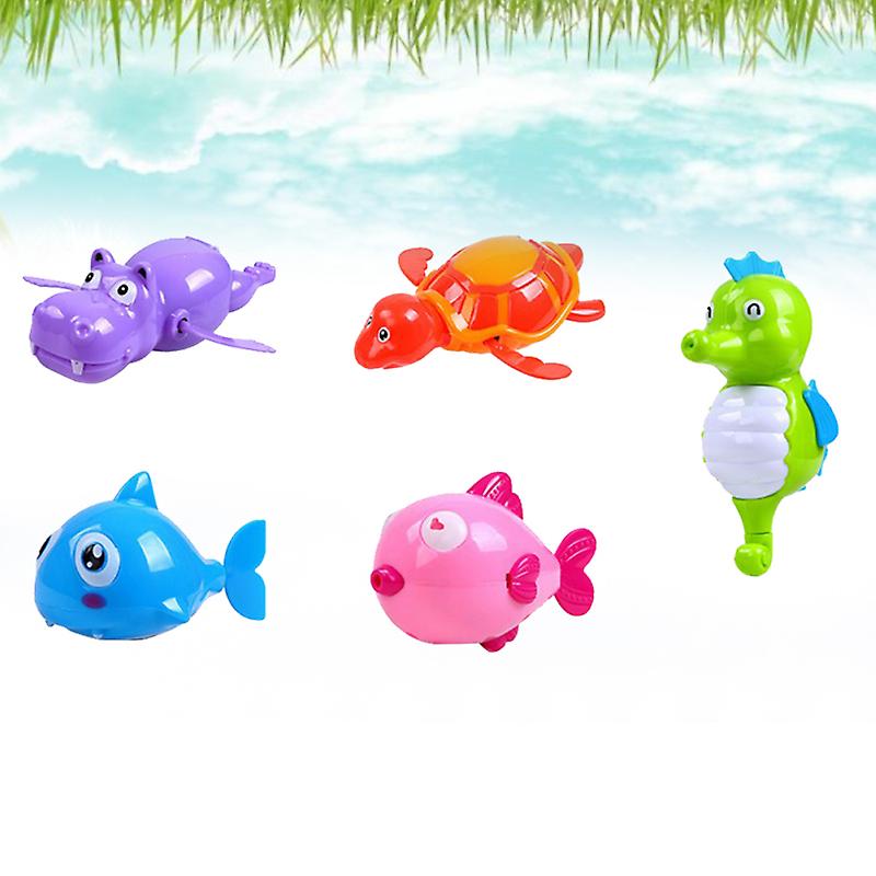 6 Pcs Cartoon Water Bath Toys Bathtub Toys Wind-up Toys For Babies Toddlers Kids Random Pattern