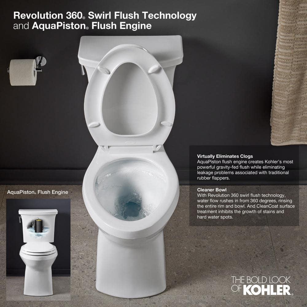 KOHLER Corbelle Comfort Height Revolution 360° 12 in RoughIn 2Piece 128 GPF Single Flush Elongated Toilet in White