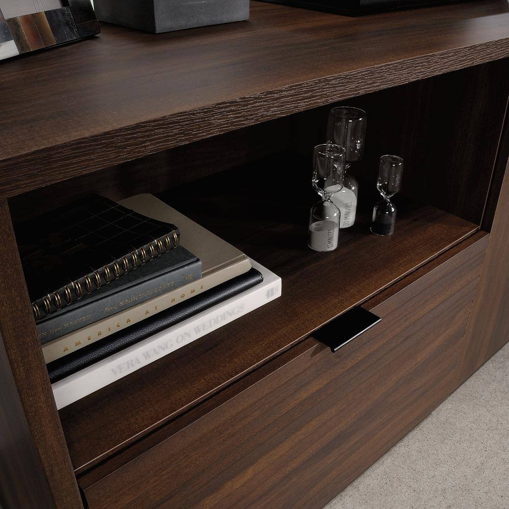 WORKSENSE Palo Alto 46.378 in. Spiced Mahogany Computer Desk Credenza with File Storage 427825