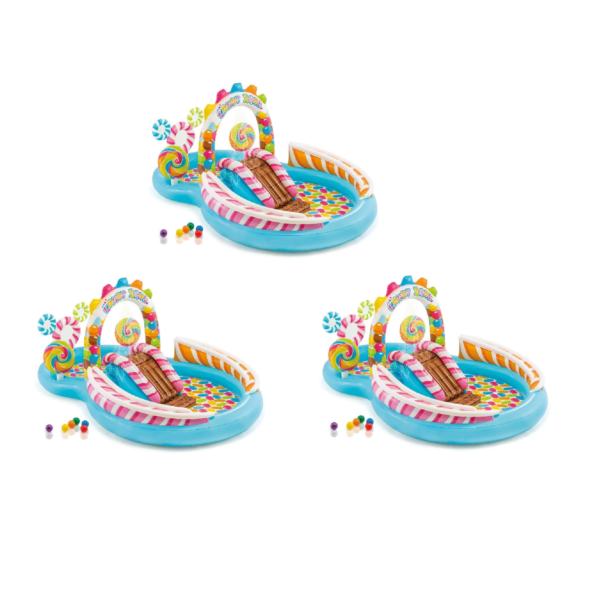 Intex 9' x 6' x 51" Inflatable Candy Zone Kiddie Pool with Waterslide (3 Pack)