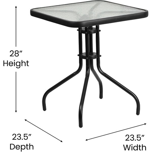 23.5'' Square Tempered Glass Metal Table