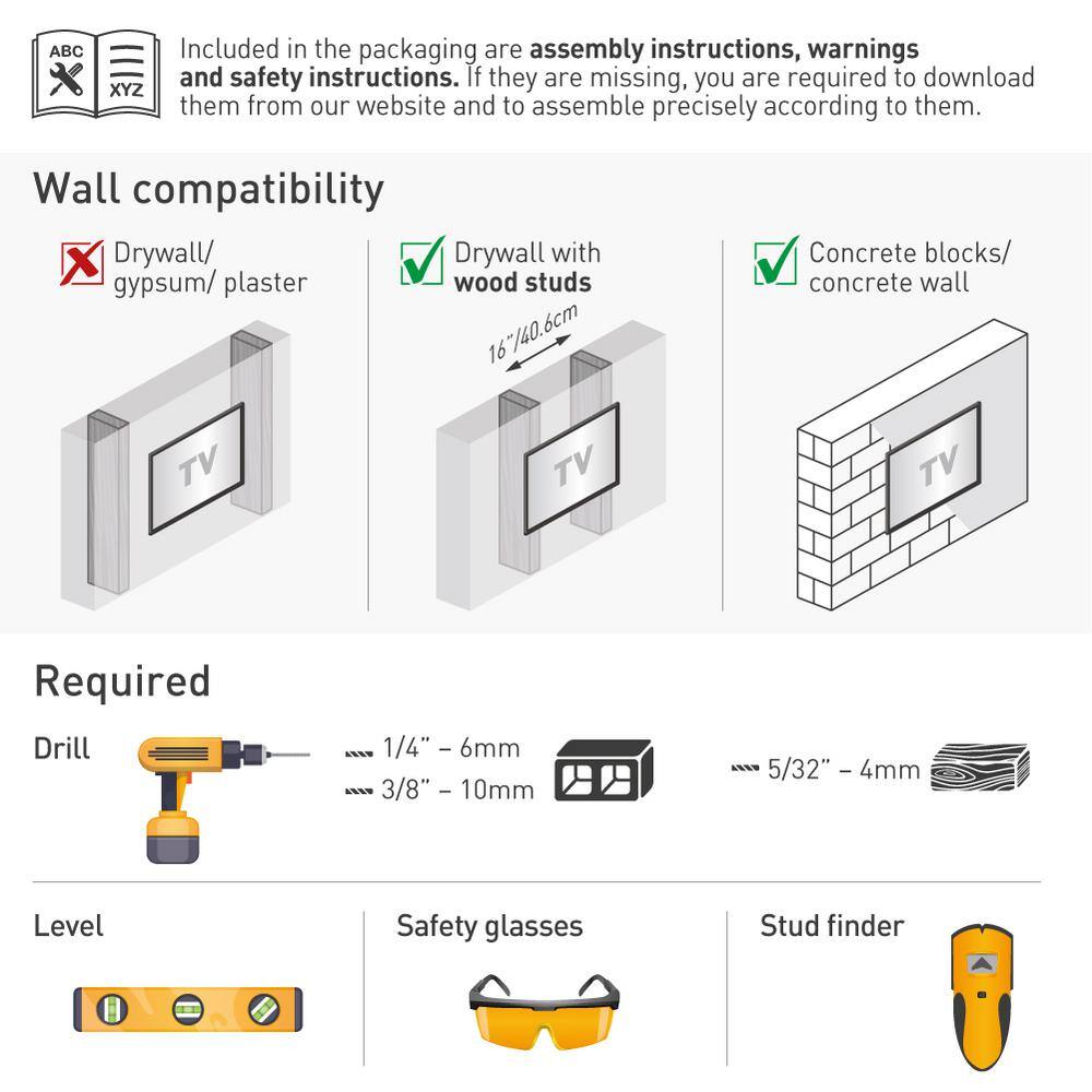 Barkan a Better Point of View Barkan 40 in. to 90 in. Full Motion - 4 Movement Long Flat Curved TV Wall Mount Black Extremely Extendable UL Listed 4800.B