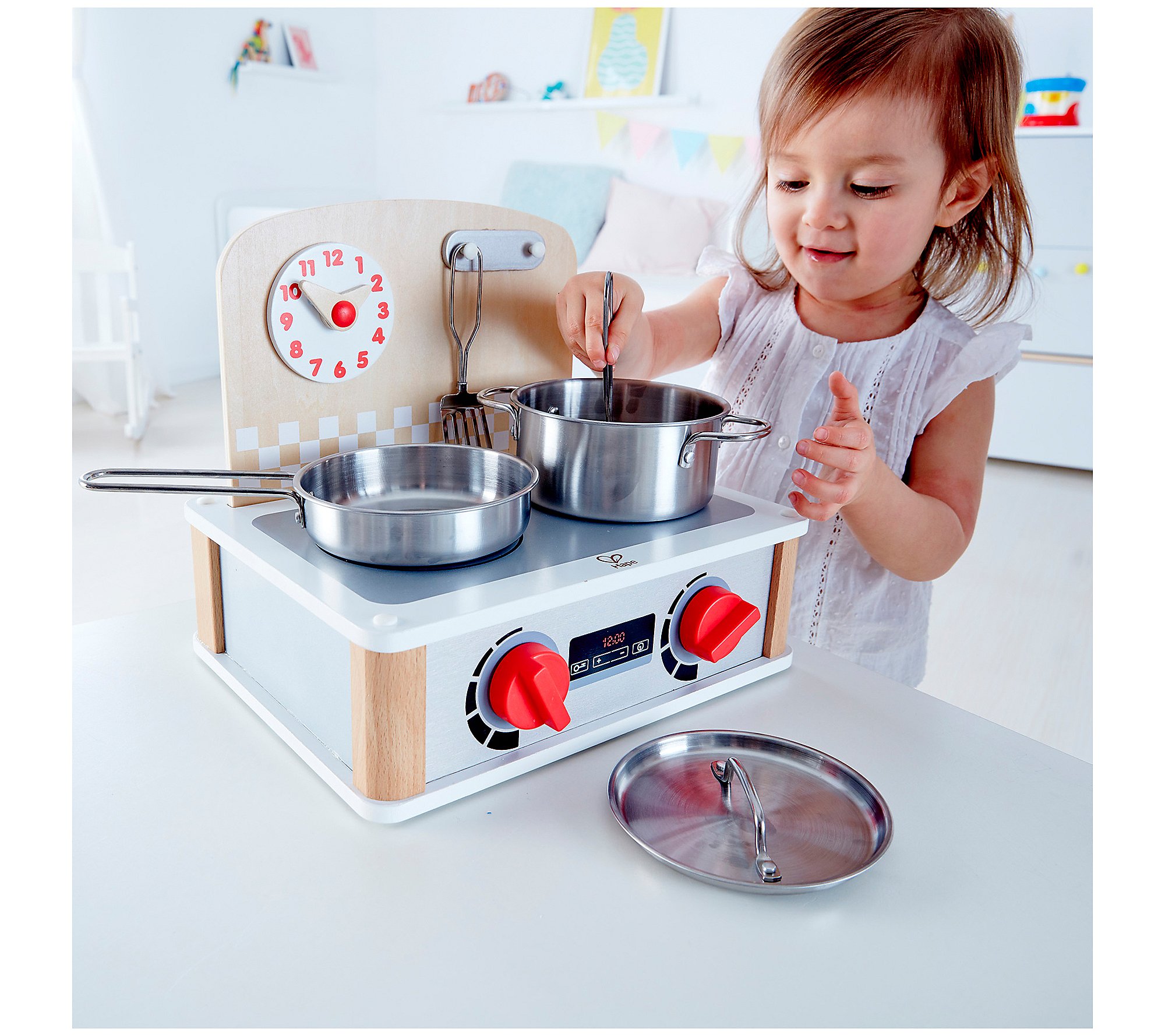 Hape 2-In-1 Wooden Toy Kitchen and Grill Set - 6Piece