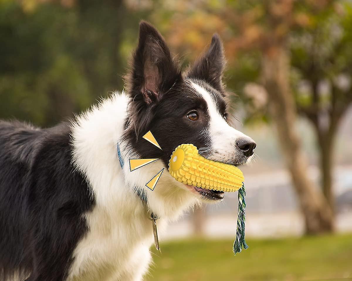 Puppy Toys， Dog Chew Toys For Aggressive Chewers Medium Large Breed， Indestructible Tough Squeaky Corn Toys For Teething Boredom(yellow)