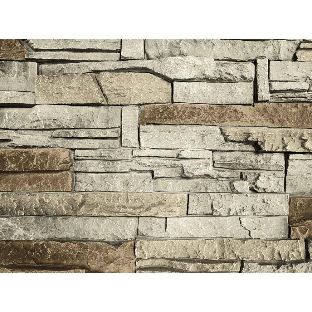 GenStone 12 in. x 42 in. Stacked Stone Vanilla Bean Faux Stone Siding Panel G2SSVBHP