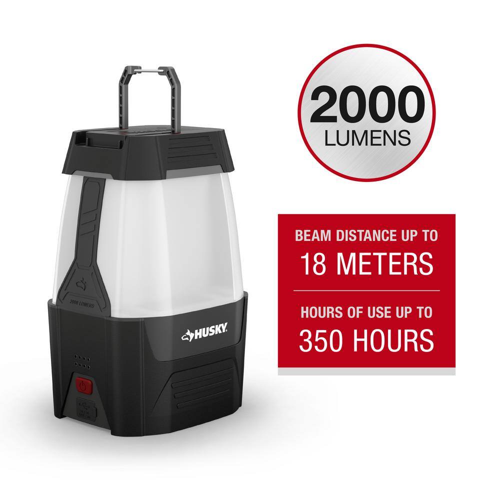 Husky 2000 Lumens Hybrid Power LED Lantern with Rechargeable Battery Included HSKY2000L