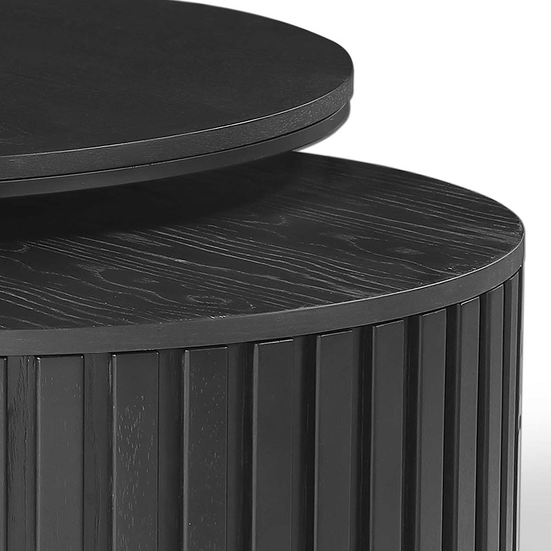 PIPER Nest of 2 Round Coffee Table 65/80cm - Black