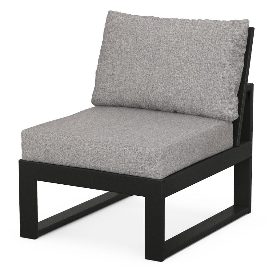 POLYWOOD EDGE 4-Piece Modular Deep Seating Set in Black / Grey Mist