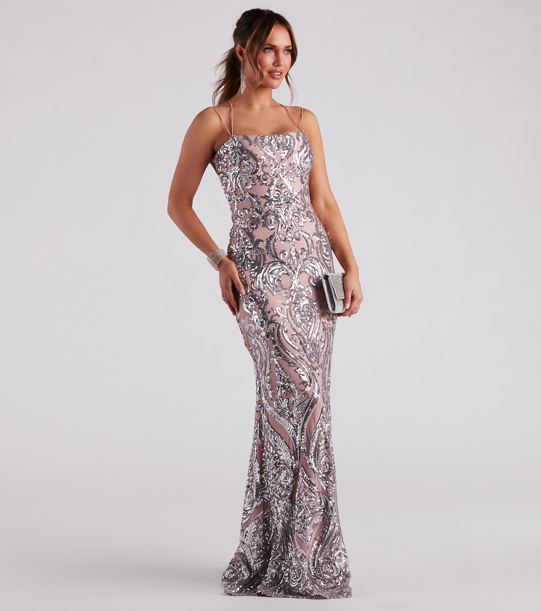 Kenzie Formal Sequin X-Back Dress