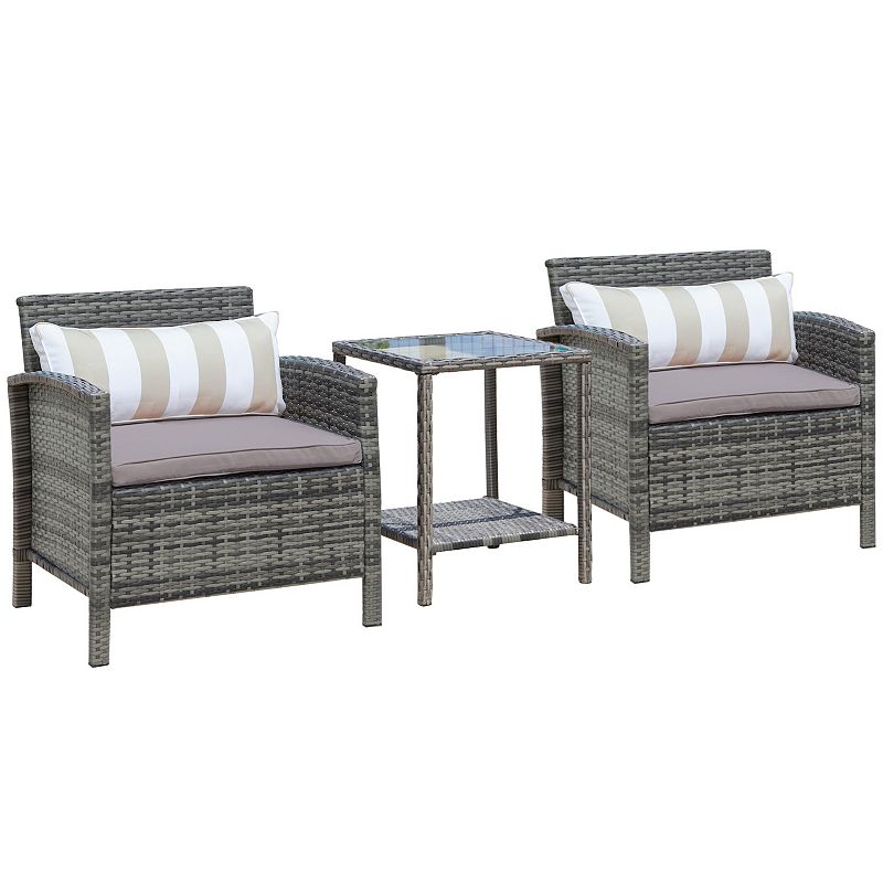 Outsunny 3 Piece Patio Furniture Set With Cushions