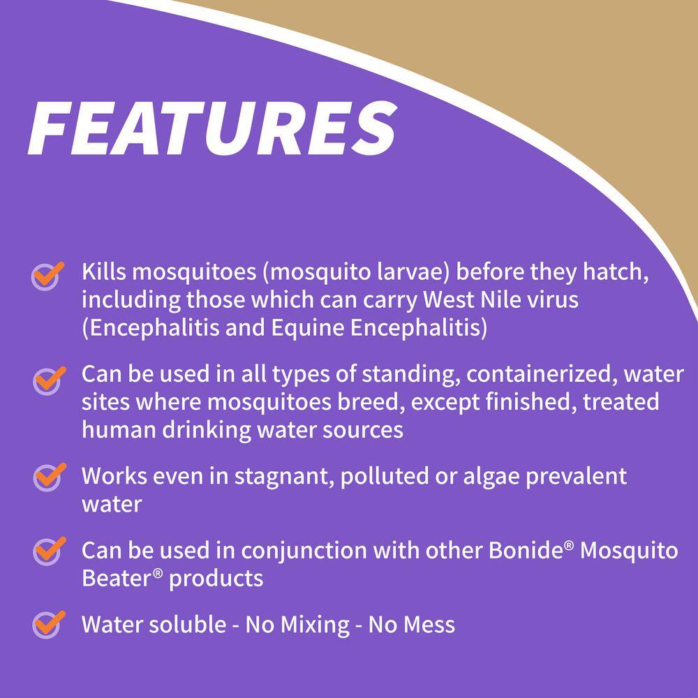 Bonide Mosquito Beater Water Soluble Pouches Pack of 24 Pouches Control Mosquito Larvae in Standing Water Won't Harm Fish 549