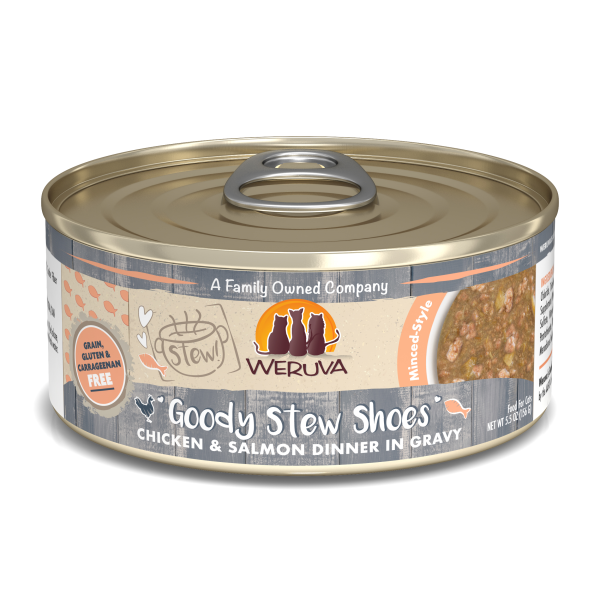 Weruva Goody Stew Shoes Chicken and Salmon Dinner in Gravy Canned Cat Fo