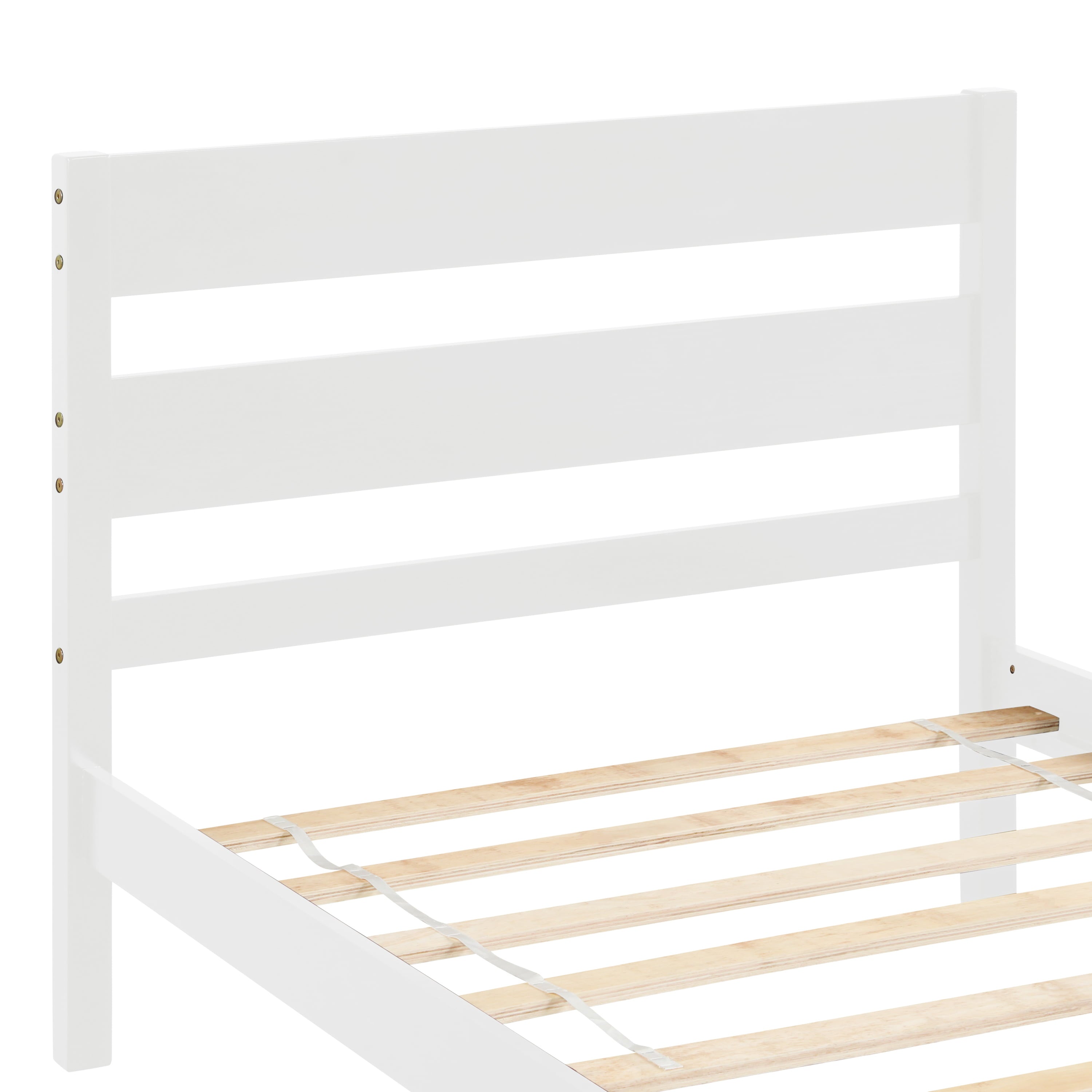 uhomepro Twin Bed Frame No Box Spring Needed, Wood Platform Bed Frame with Headboard and Footboard, Strong Wooden Slats, Twin Bed Frames for Kids, Adults, Modern Bedroom Furniture, White