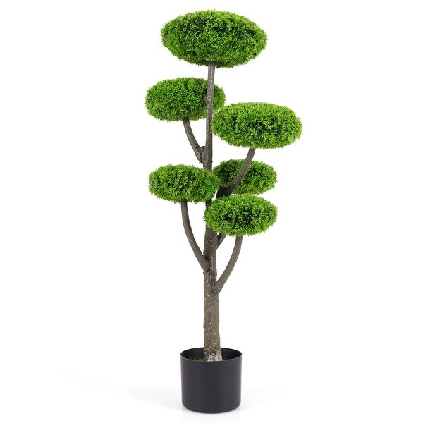 6 Ball Artificial Cypress Topiary Ball Tree with Weighted Pot for Porch