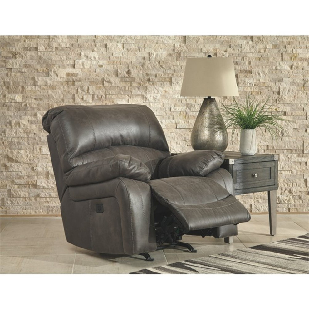 Signature Design by Ashley Dunwell Power Rocker Recliner in Steel   Transitional   Recliner Chairs   by Homesquare  Houzz