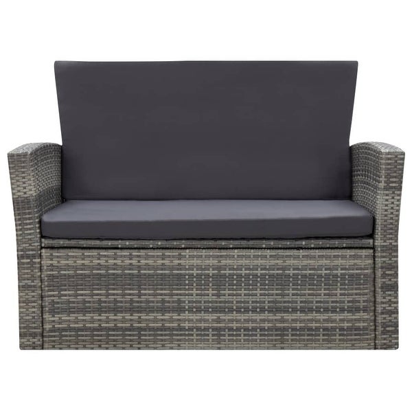 4 Piece Garden Lounge Set with Cushions Poly Rattan Gray - Overstock - 35107067