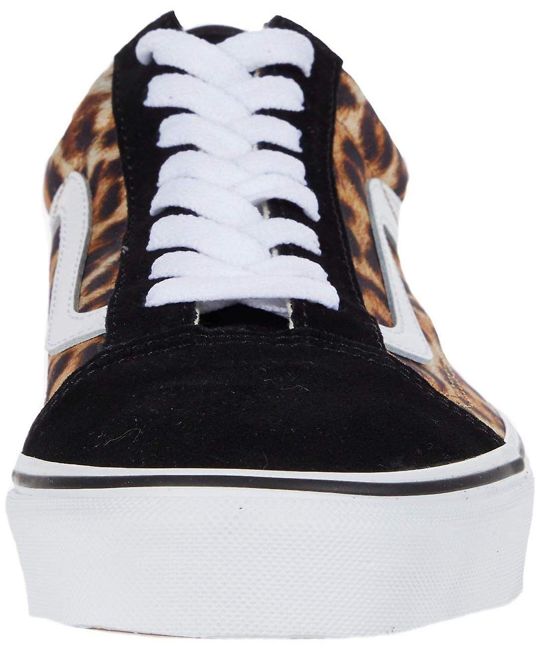 Vans Old Skool Leopard Black White Womens Suede Trainers